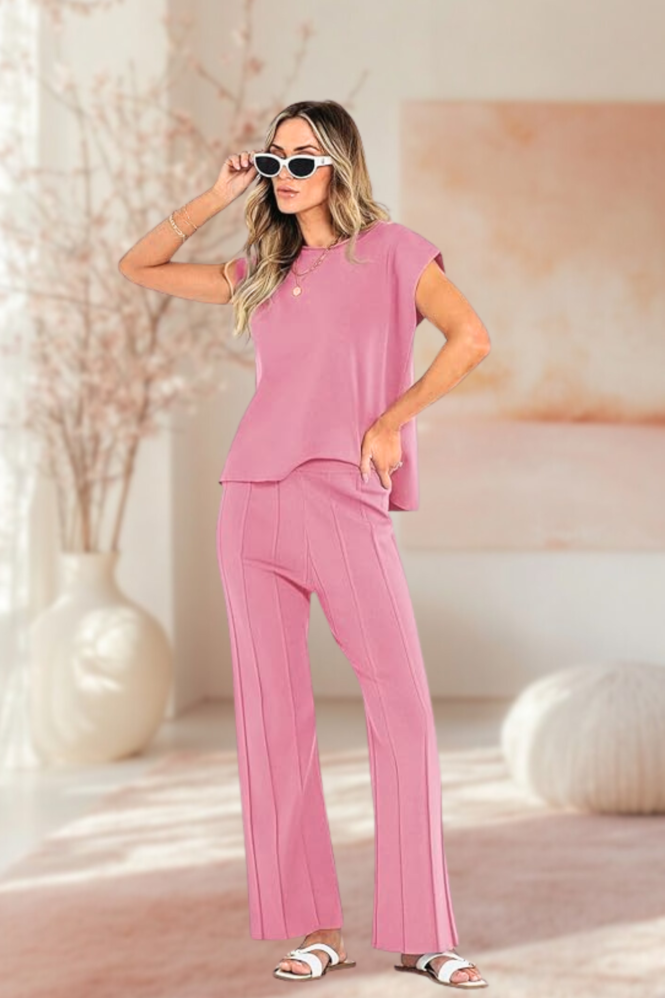 Pink Glow Knit Set for women
