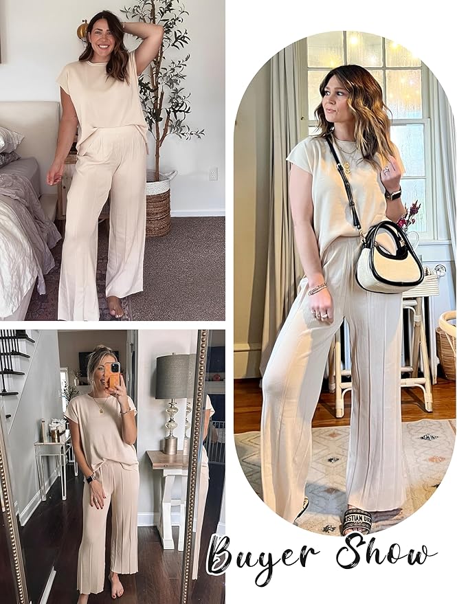 Cream Harmony Knit Set for women
