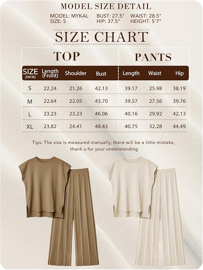 Golden beige Knit set for women