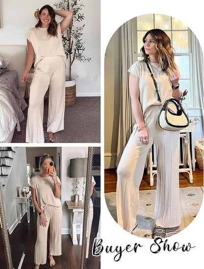 Cream Harmony Knit Set for women